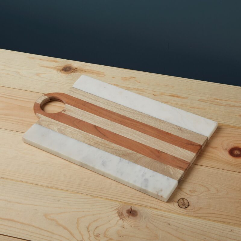 Planche rectangulaire Moa en marbre et bois