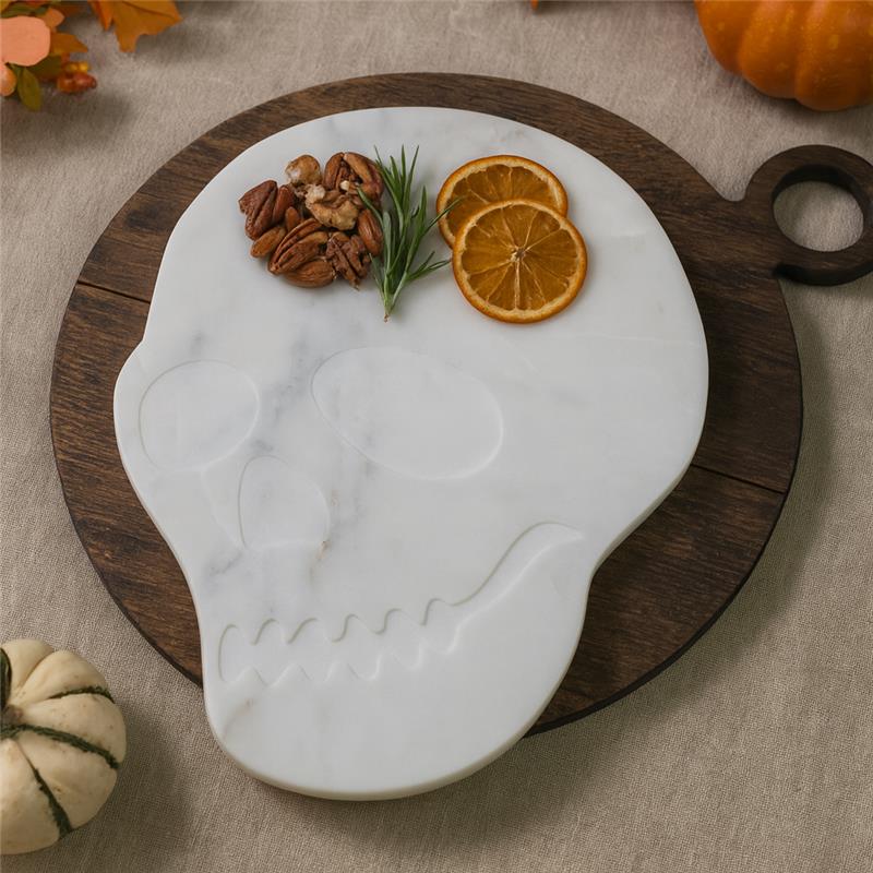 White Marble Skull Cheese Board