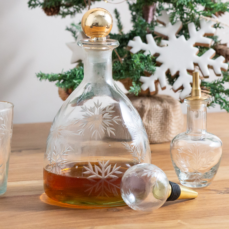 Carafe flocon de neige avec bouchon doré