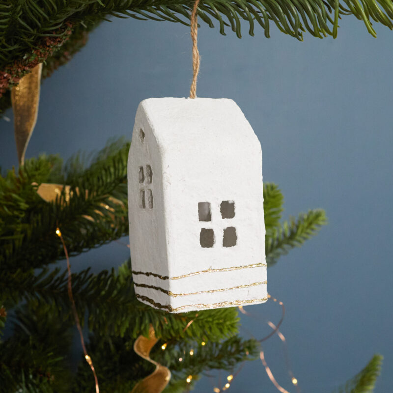Cotton Mache House Ornament