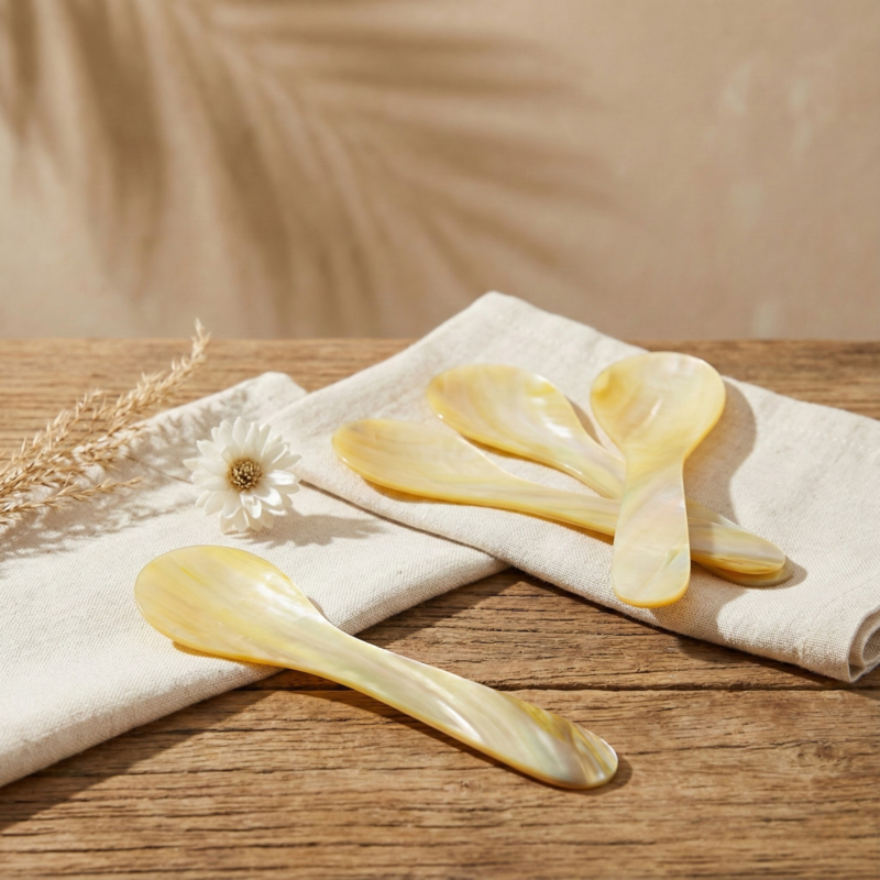 Seashell Spoons, Large Set of 4, Yellow