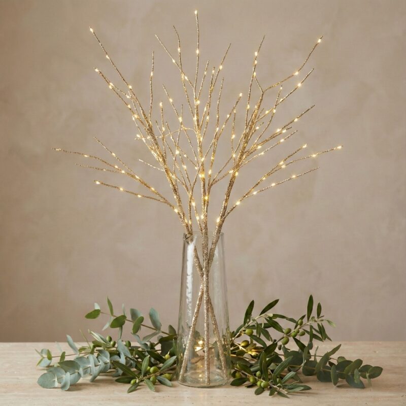 Illuminated Branches, Champagne, Set of 3