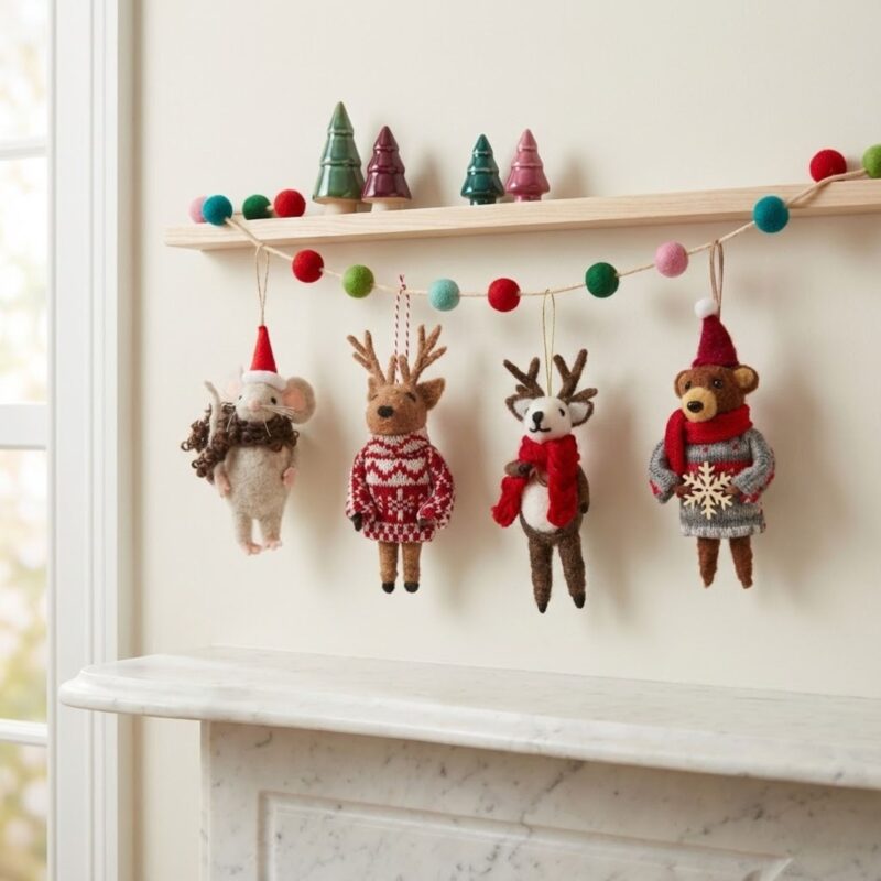 Snow Day Felt Ornaments, Set of 4