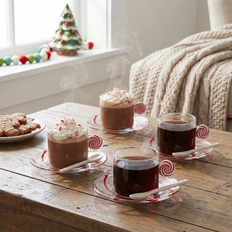 Peppermint Espresso Glasses, Set of 4