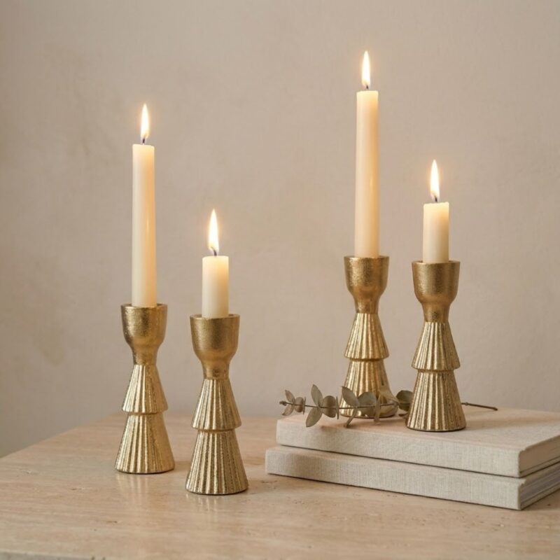 Gold Tree Taper Holder, Small, Set of 2