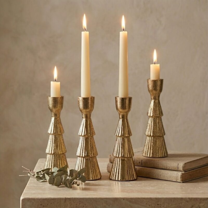 Gold Tree Taper Holder, Large, Set of 2