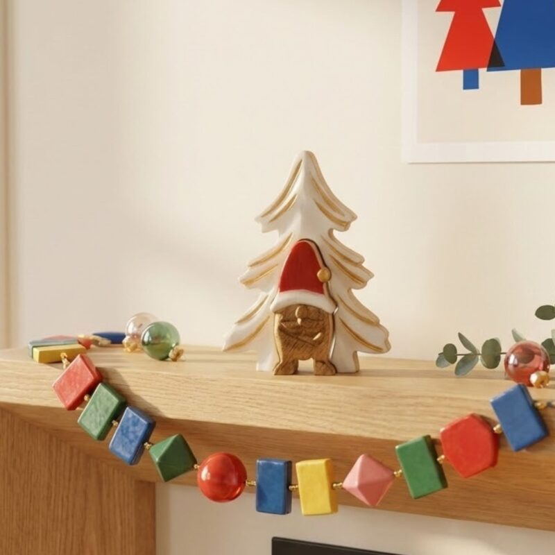 Mango Wood & Enamel Gnome Popout