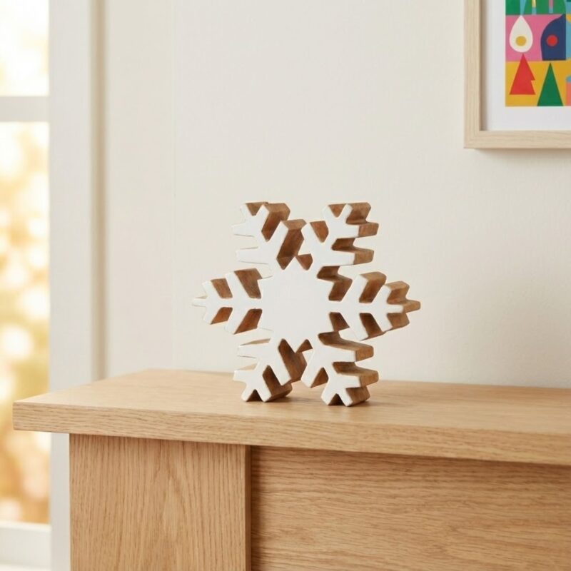 Mango Wood & Enamel Snowflake