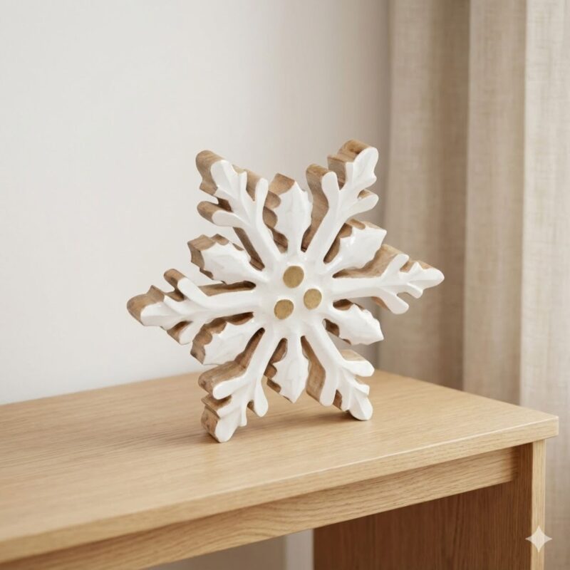 Mango Wood & Enamel Snowflake