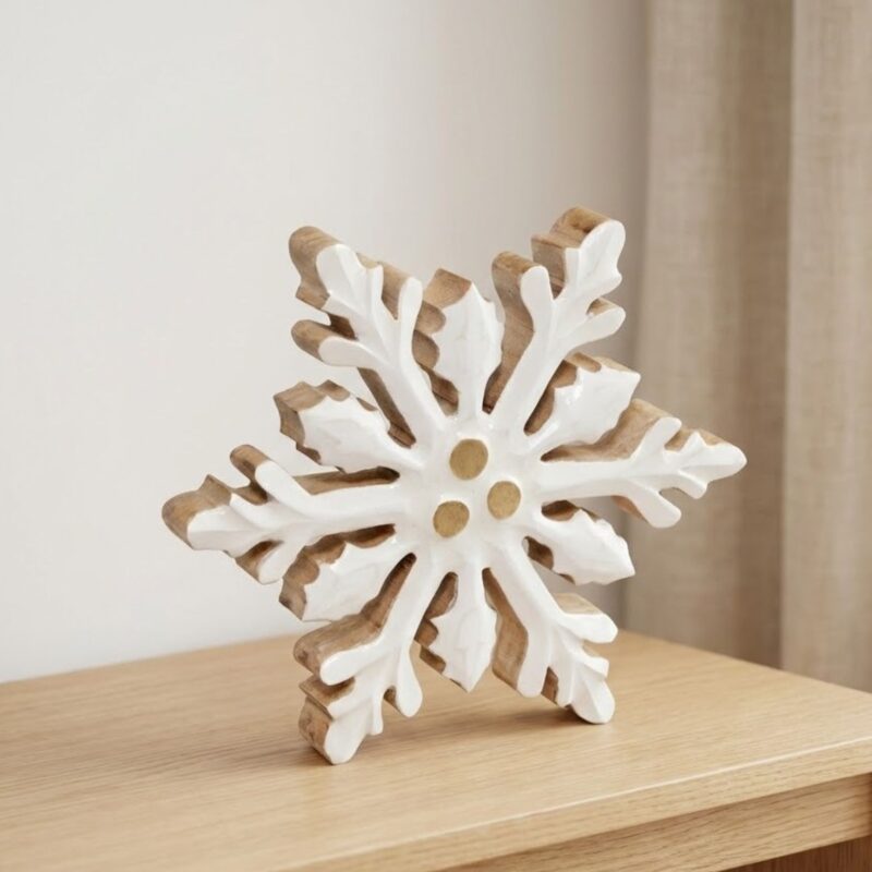 Bois de manguier et flocon de neige en émail