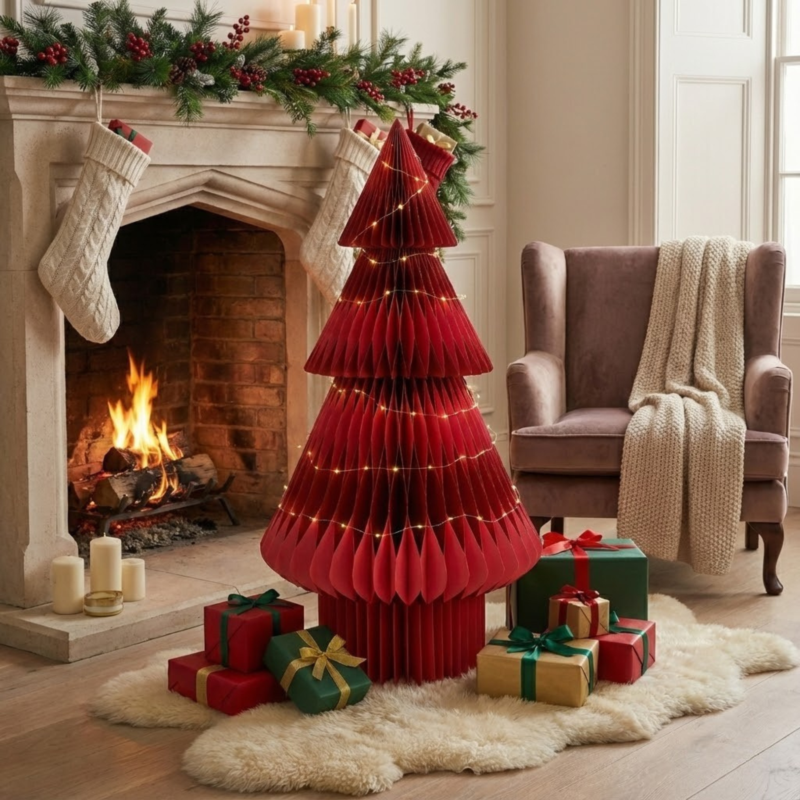 Accordion Tonal Paper Tree, 5ft", Ruby