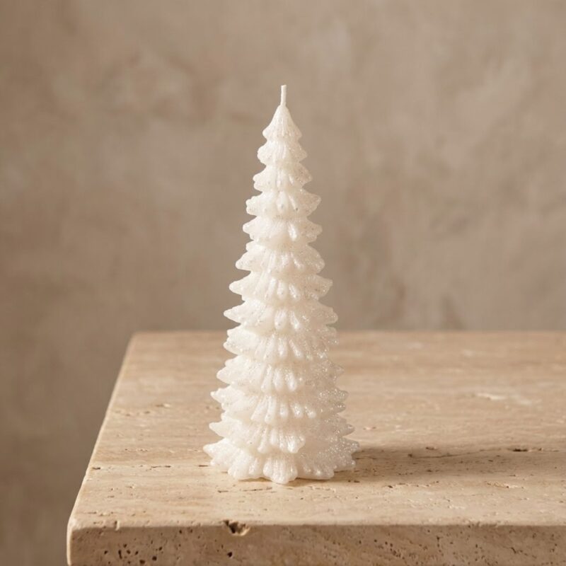 Medium Christmas Tree Candle, Snow