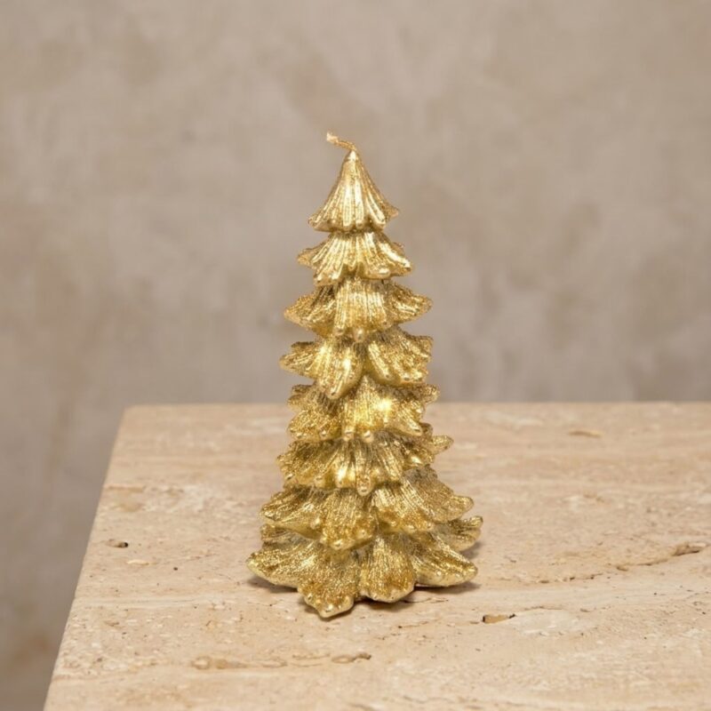 Medium Christmas Tree Candle, Gold