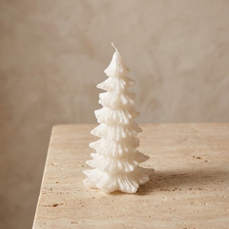 Medium Christmas Tree Candle, Snow