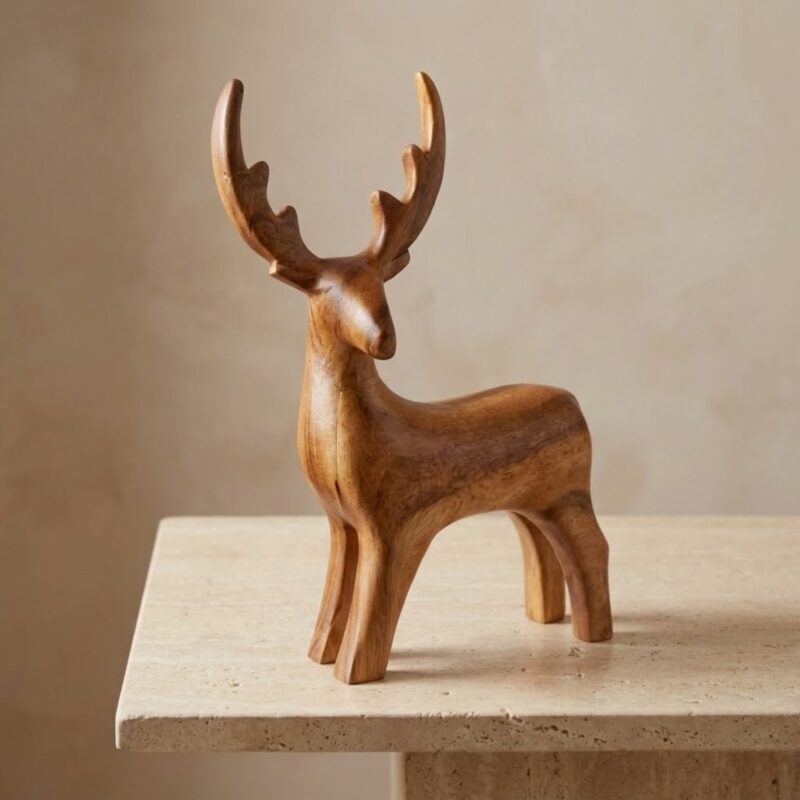 Ceramic Deer with Wood Grain Finish