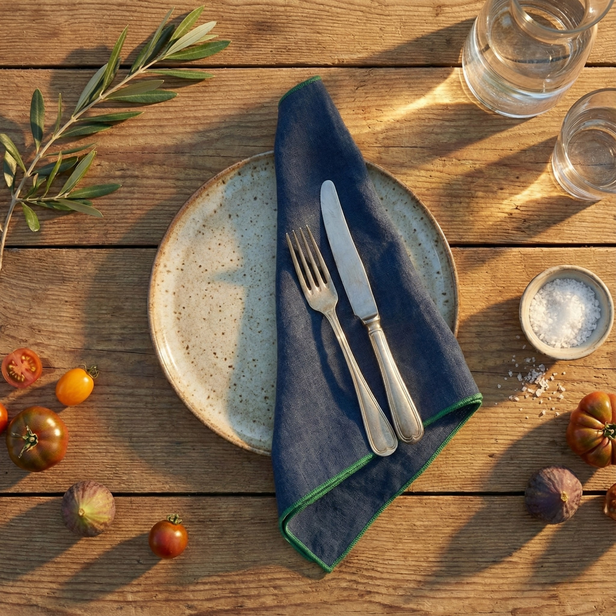 Thieffry Contrast Trim Napkin, Indigo - Image 2