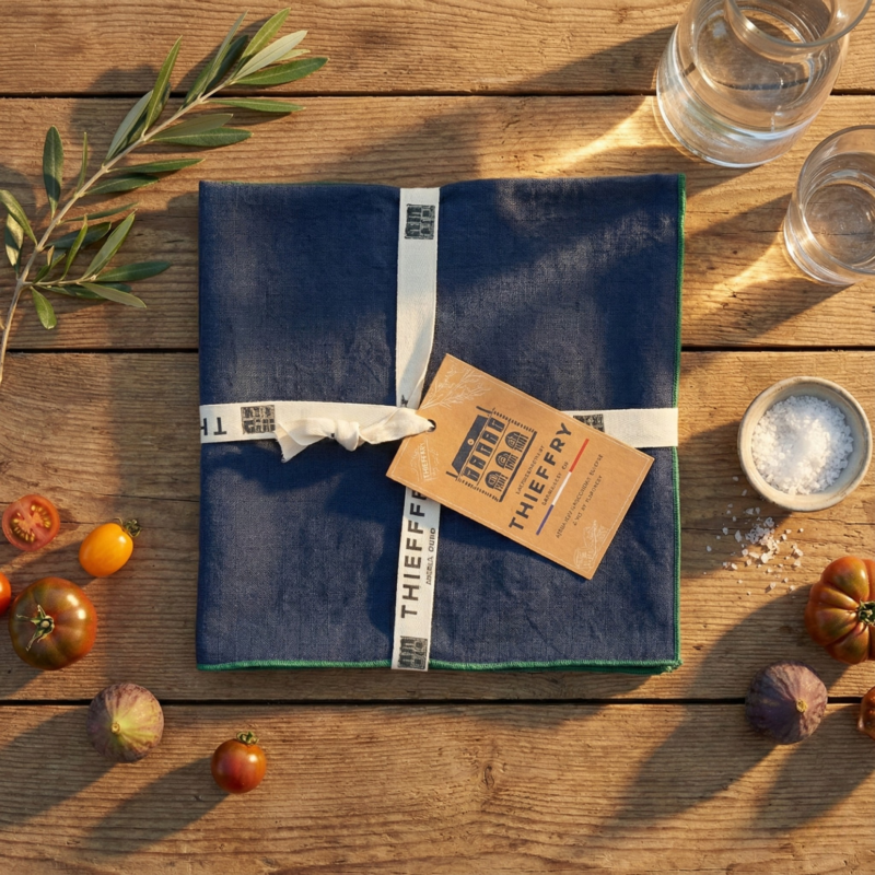 Thieffry Contrast Trim Napkin, Indigo