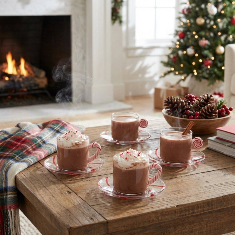 Peppermint Borosilicate Glass Espresso Cup & Saucer, Set of 4