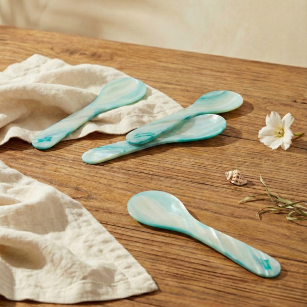 Seashell Spoons, Large Set of 4, Blue - Image 3