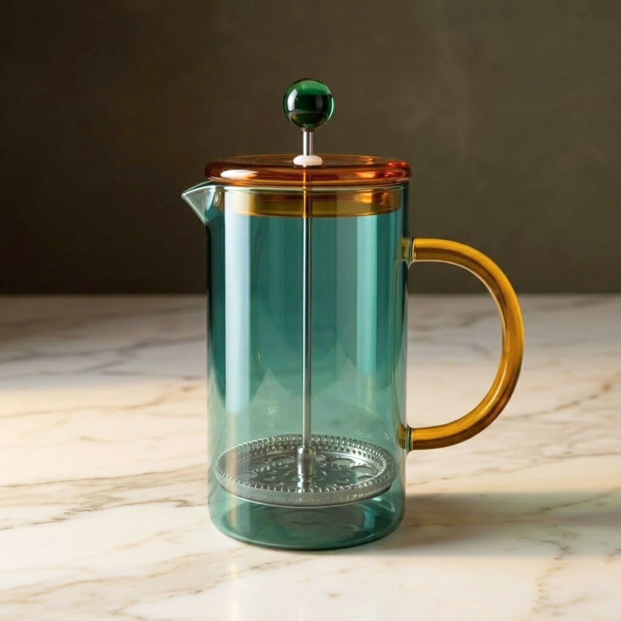 Cafetière à piston Niko, bleu sarcelle et jaune