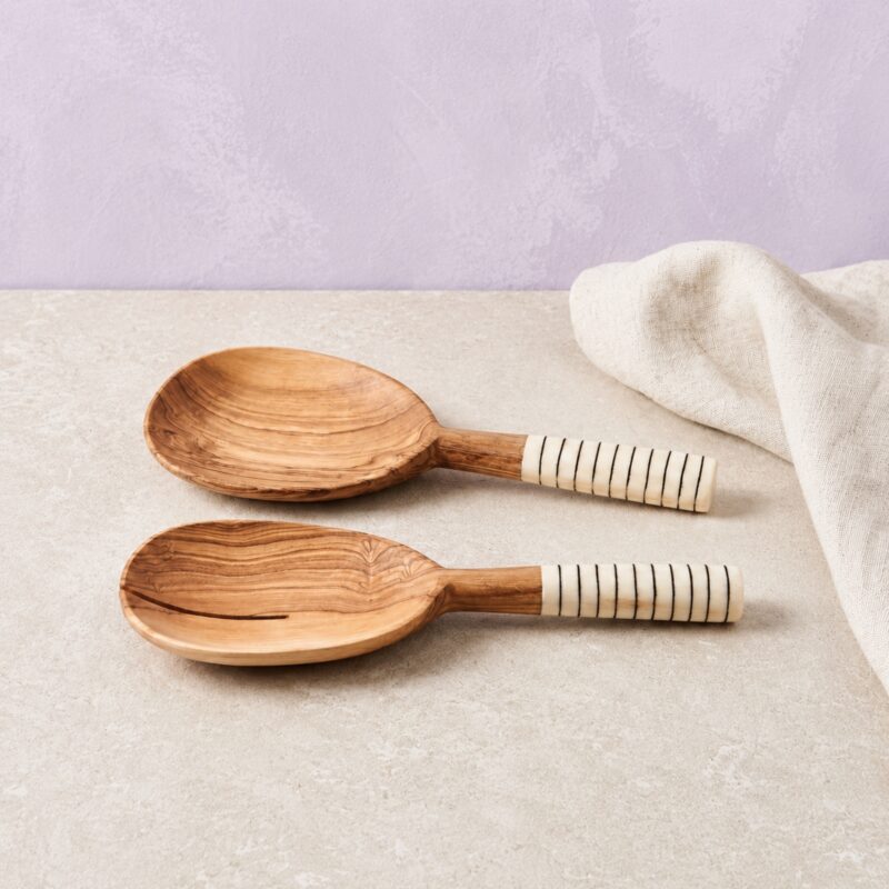 Olive Wood & Bone Serving Set