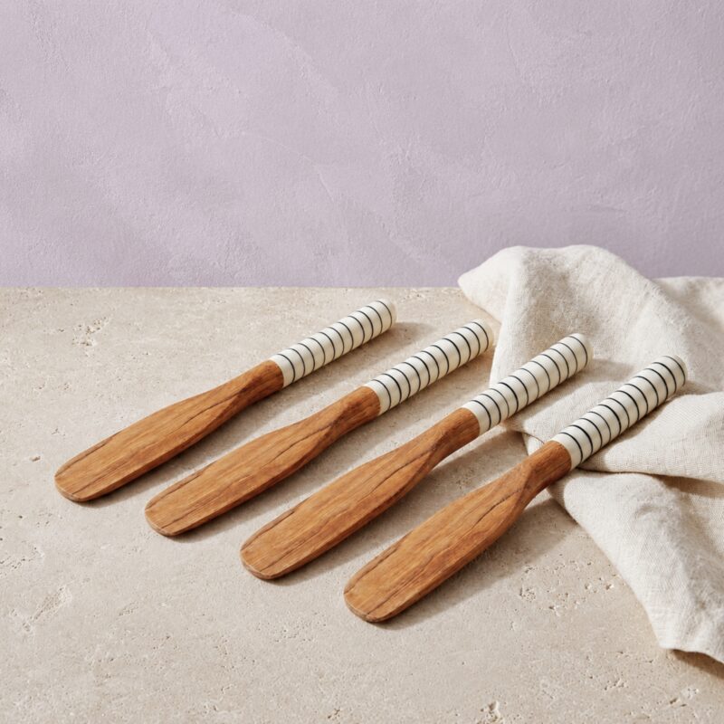 Olive Wood & Bone Spreader, Set of 4