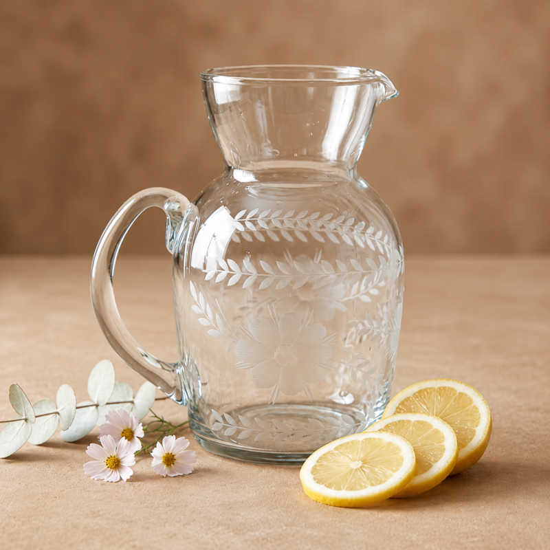 Mya Etched Glass Pitcher